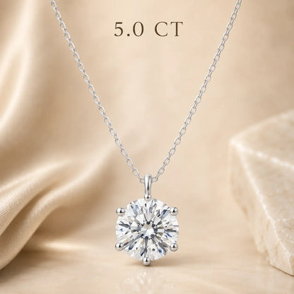 5 carat round moissanite pendant necklace with a brilliant solitaire stone