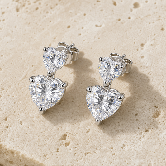 Amora™ Heart Moissanite Stud Earrings