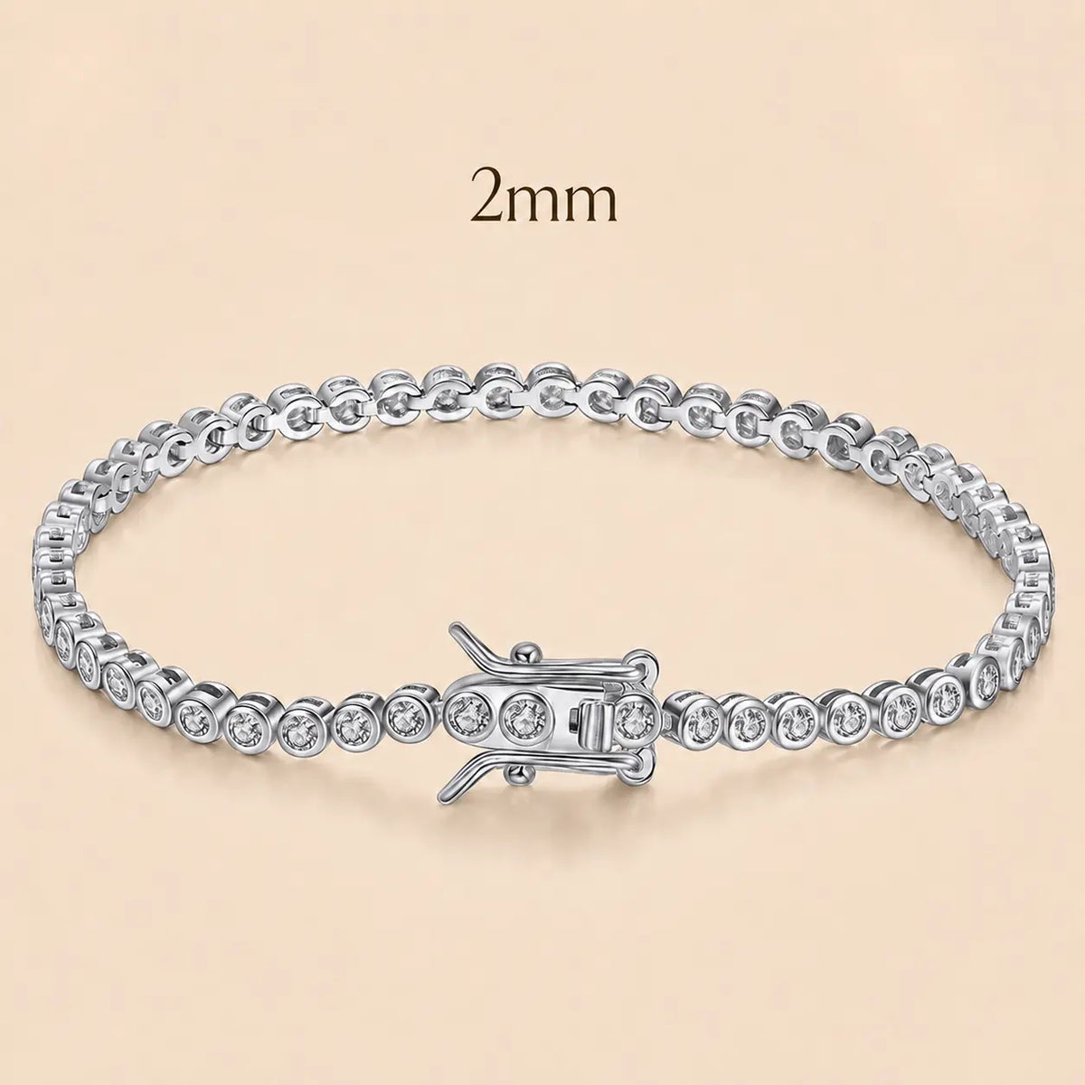 Cirelle™ 2mm round moissanite tennis bracelet for women with a delicate S925 sterling silver setting.