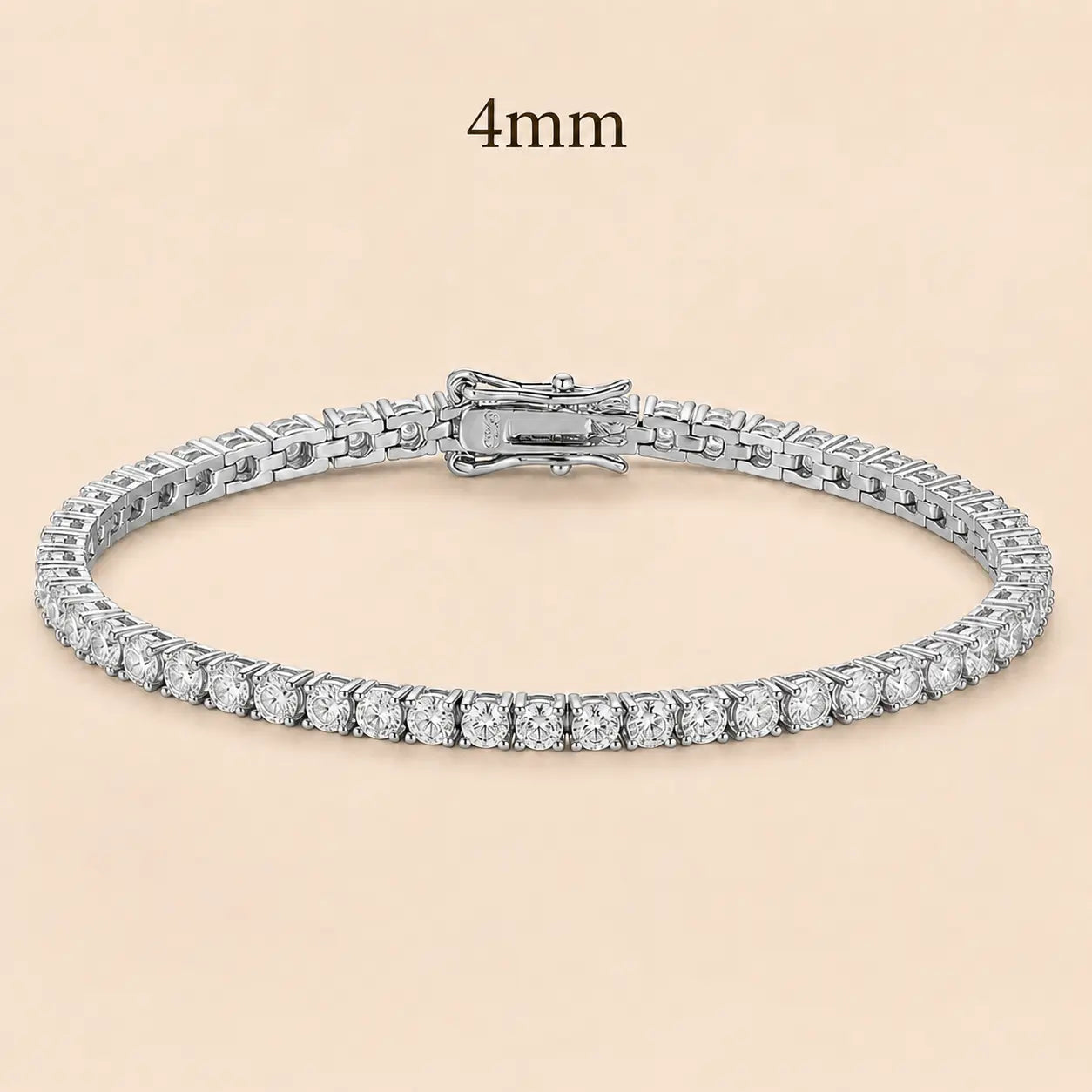 Cirelle™ 4mm round moissanite tennis bracelet for women featuring larger brilliant stones in S925 sterling silver.