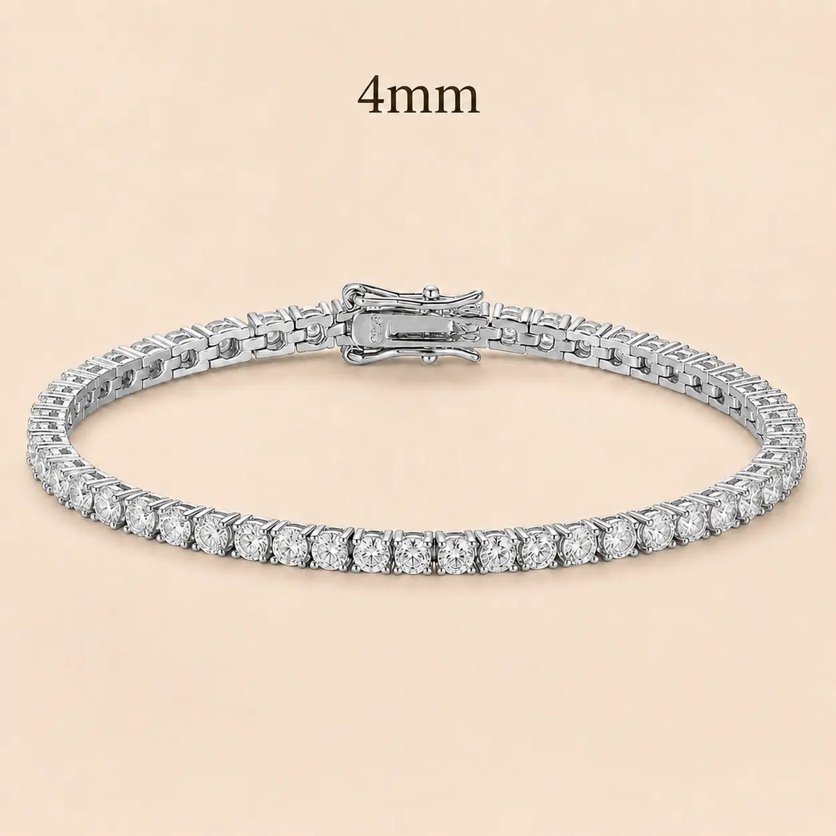 Cirelle™ 4mm round moissanite tennis bracelet for women featuring larger brilliant stones in S925 sterling silver.