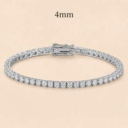 Cirelle™ 4mm round moissanite tennis bracelet for women featuring larger brilliant stones in S925 sterling silver.