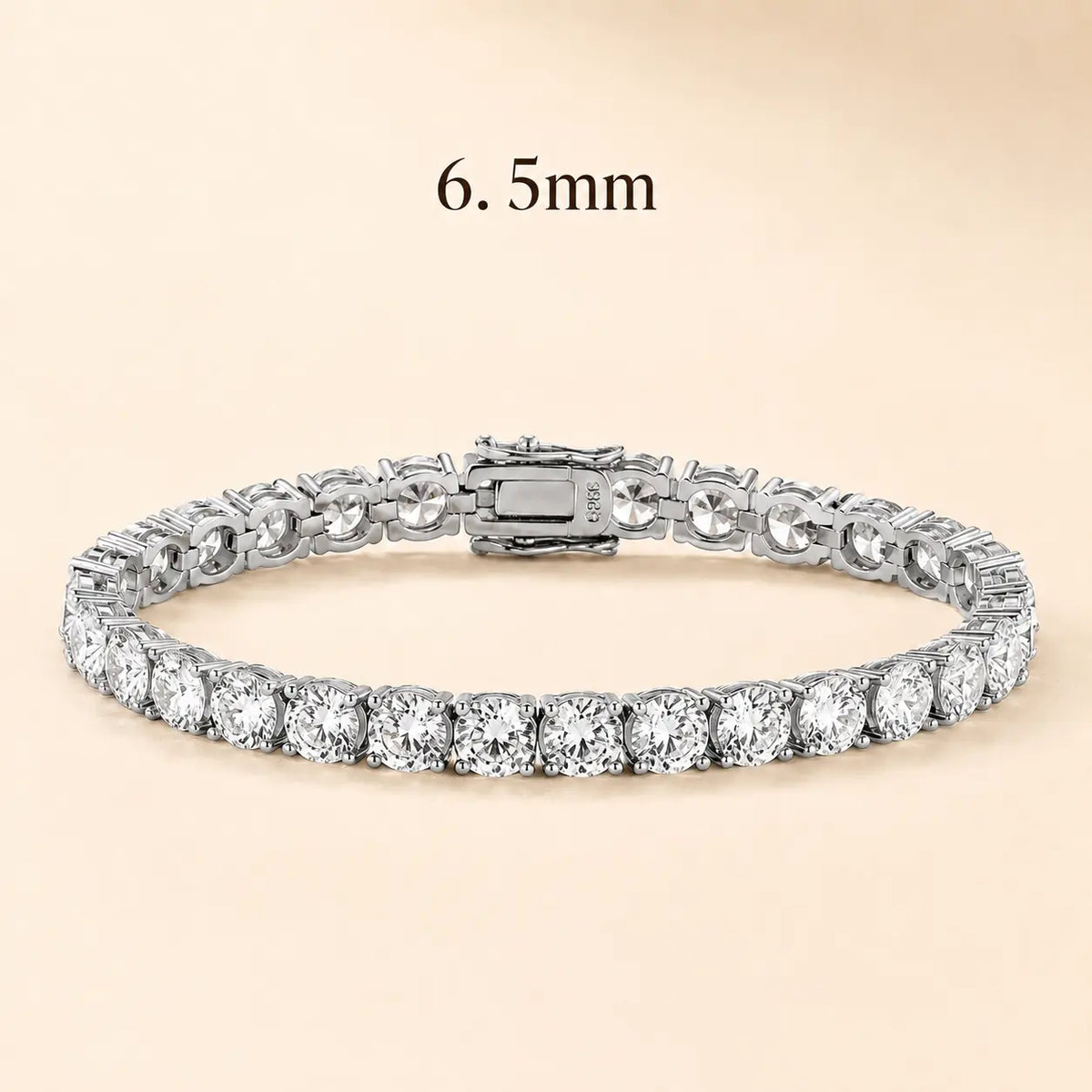 Cirelle™ 6.5mm round moissanite tennis bracelet for women featuring statement-size brilliant stones in S925 sterling silver.