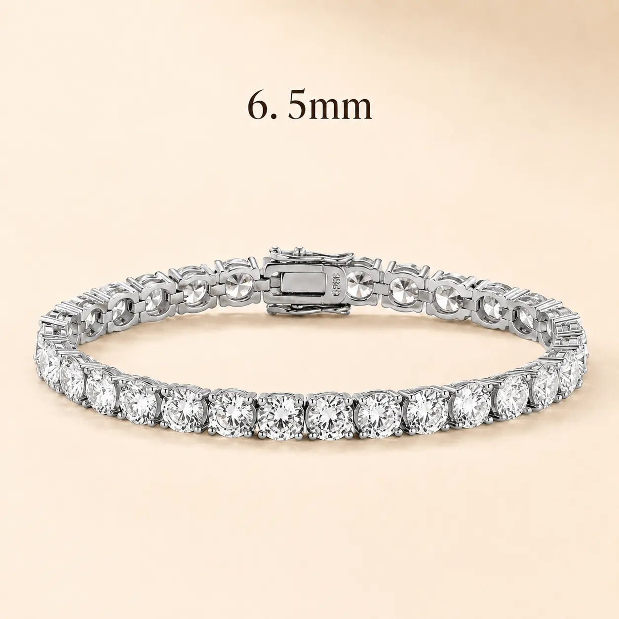 Cirelle™ 6.5mm round moissanite tennis bracelet for women featuring statement-size brilliant stones in S925 sterling silver.