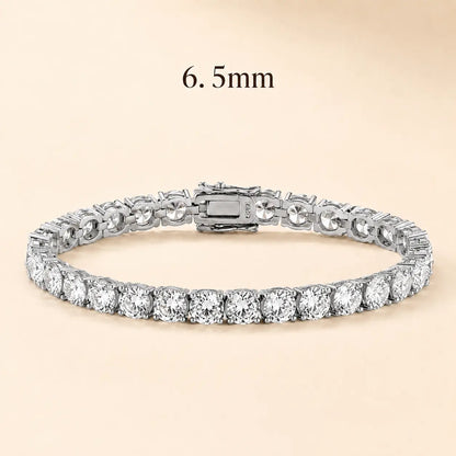 Cirelle™ 6.5mm round moissanite tennis bracelet for women featuring statement-size brilliant stones in S925 sterling silver.