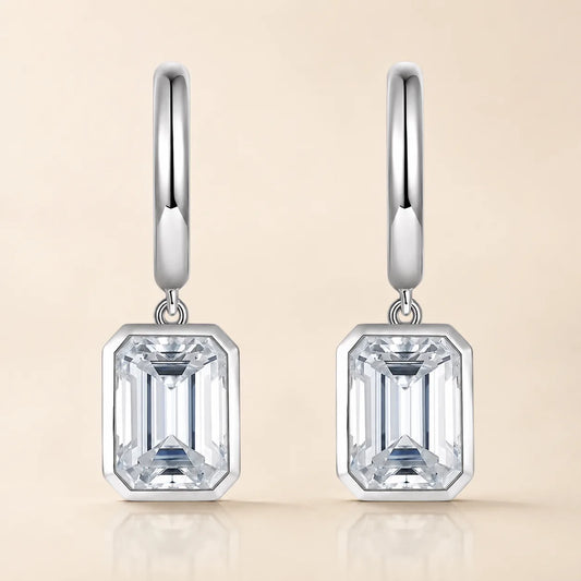 Evelisse™ Emerald-Cut Moissanite Drop Earrings