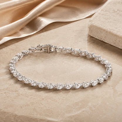 Back view of the Langley™ pear-cut moissanite tennis bracelet for women showing the open stone settings and clasp construction.